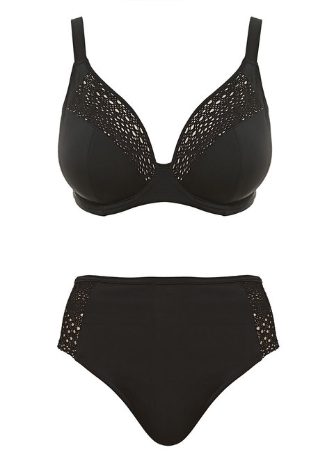ES7533 Elomi Indie Underwire Plunge Bikini Top in Black *Sizes DD-HH*
